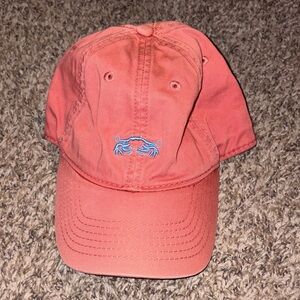 Coral Cap with Blue Crab Embroidery